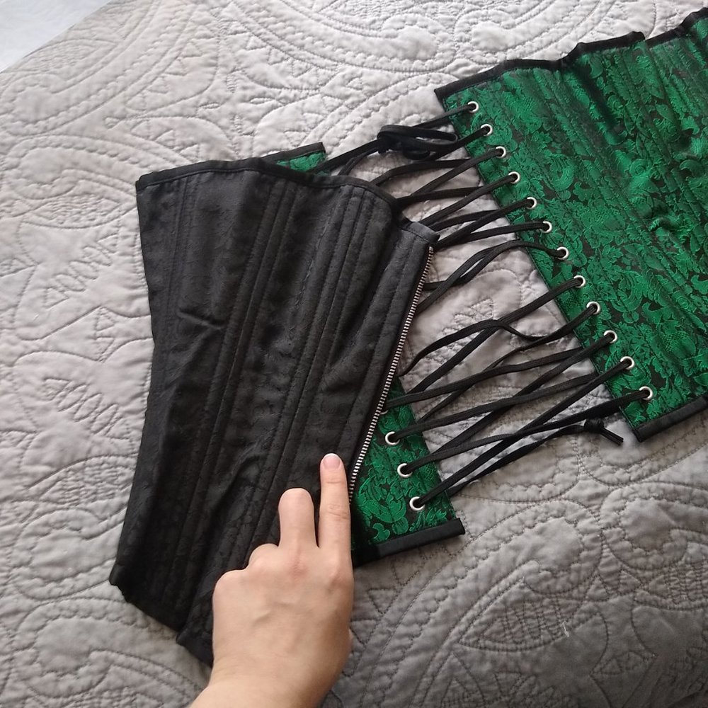 Reversible Black and Green Steel Boned Corset